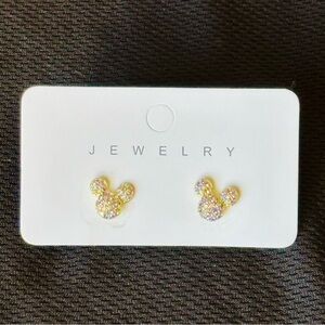 Gorgeous sparkle goldtone Mickey Mouse earrings